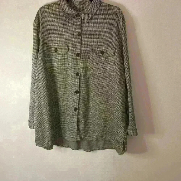 Max Studio 2X Shirt Jacket Plaid buttons pockets - Picture 1 of 12
